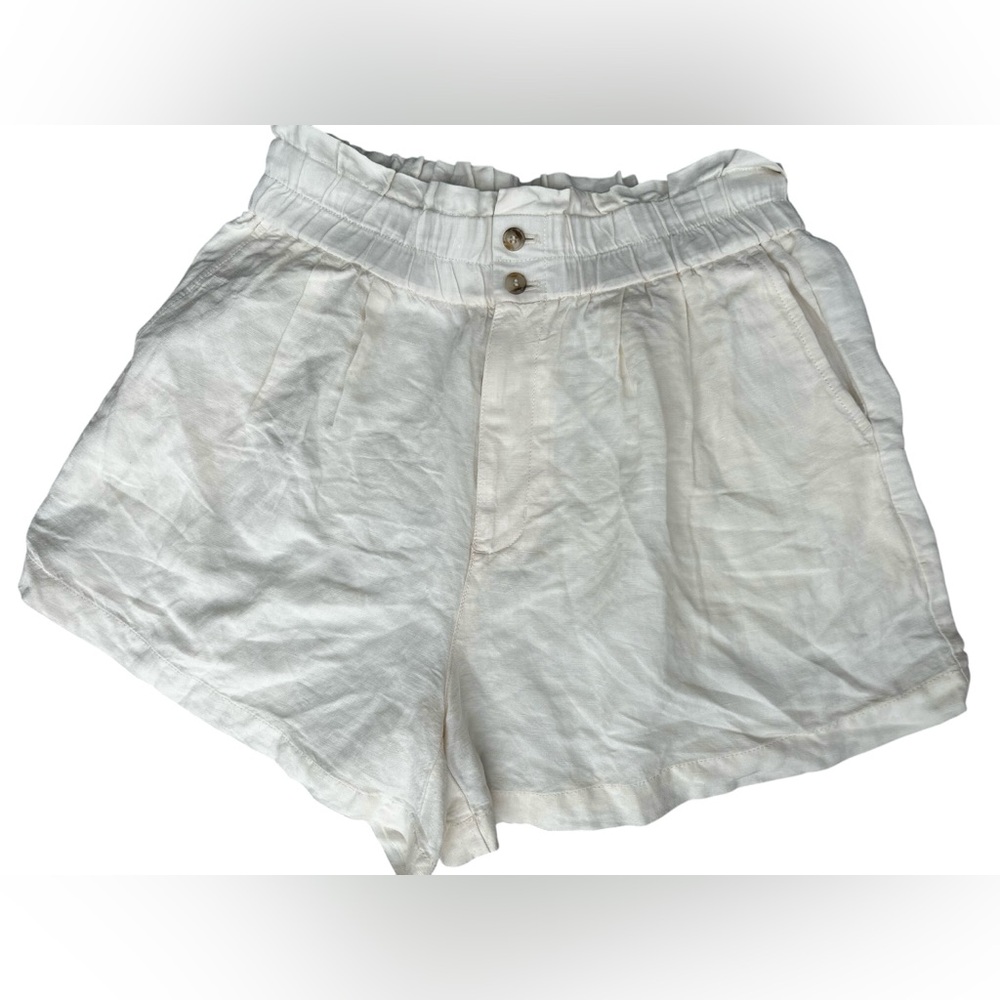 Madewell Cream Linen Elastic Waist Shorts NWT